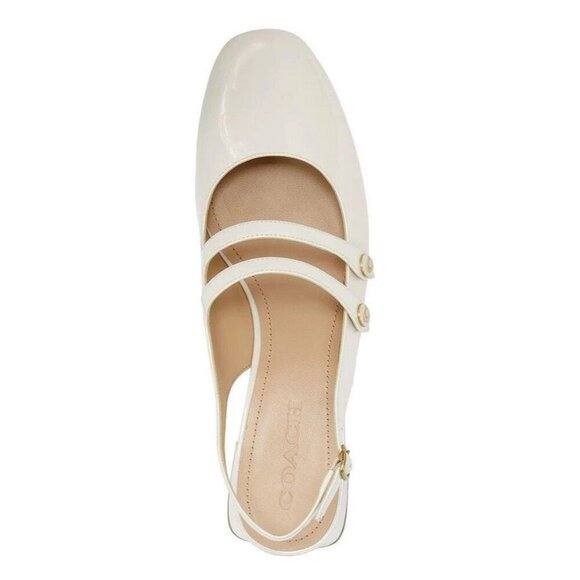 Coach Winley Mary Jane Slingback Pumps Women's Size 11 Chalk Patent Leather - Picture 5 of 6